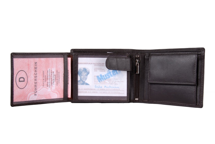 detail kožená pánská peněženka široká