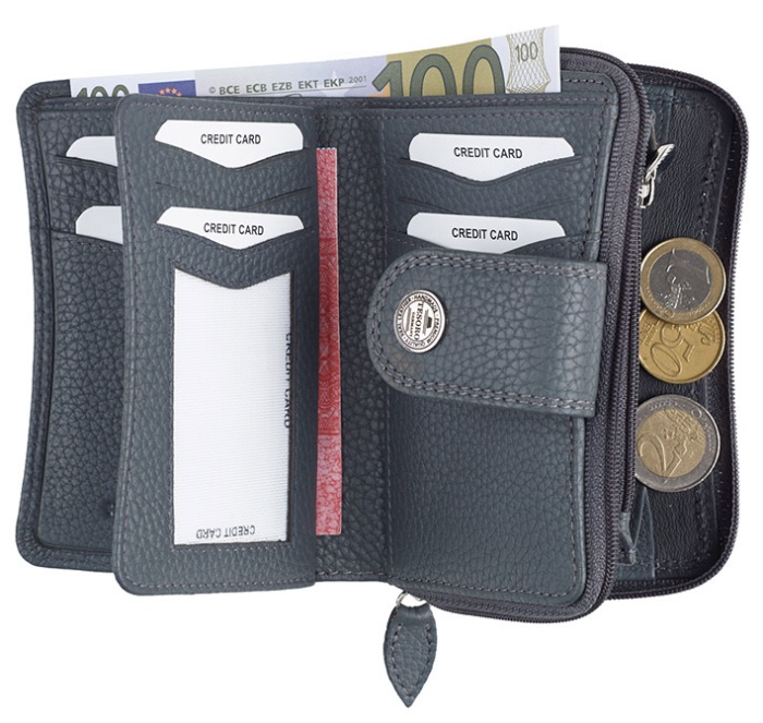 detail Kožená dámská peněženka s upínkou na zip