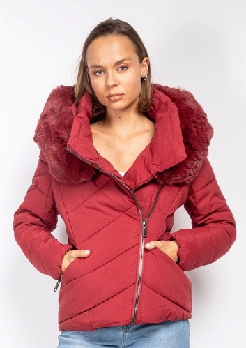 Dámská zimní bunda s umělou kožešinou