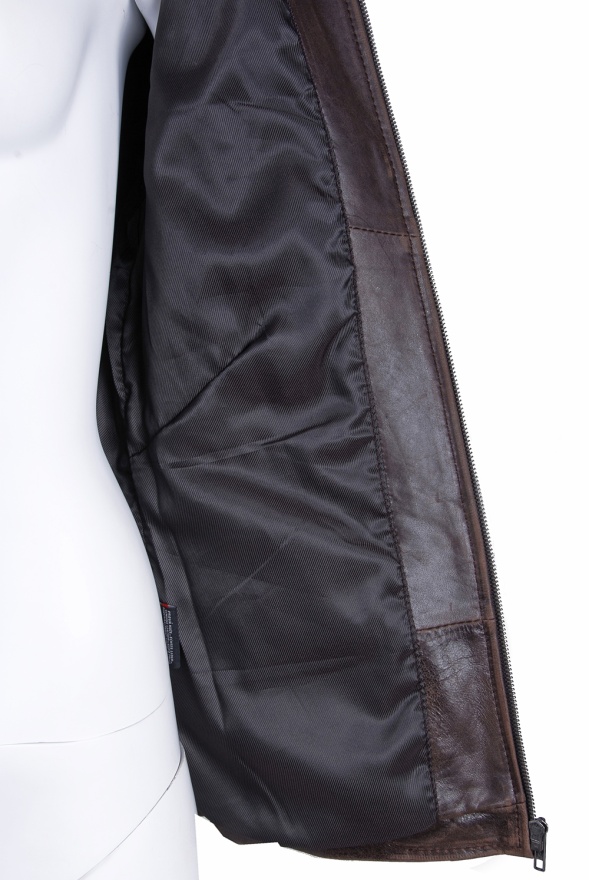 detail Kožená dámská bunda prodlouženého střihu