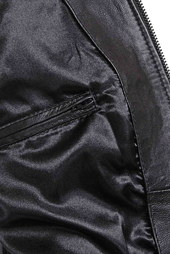 detail Dámská delší kožená bunda, větší velikost