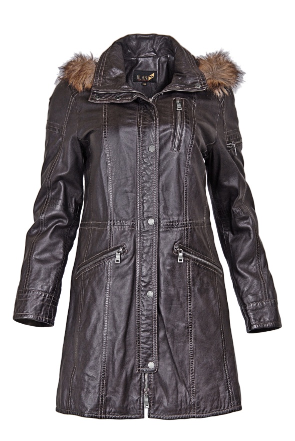 detail kožený dámský kabátek