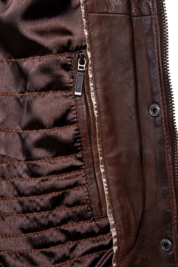 detail dámský kožený kabátek kratší