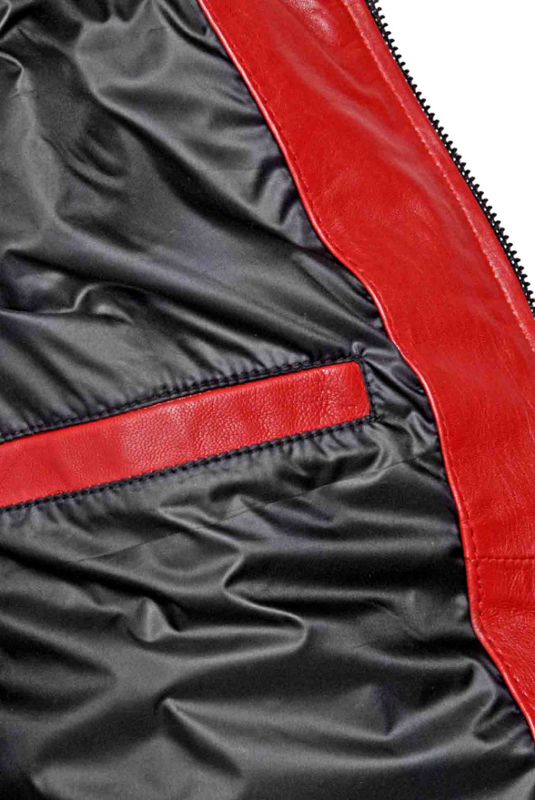 detail Prodloužená zimní kožená bunda