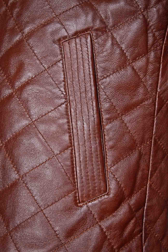 detail Kožená pánská zimní bunda prošívaná
