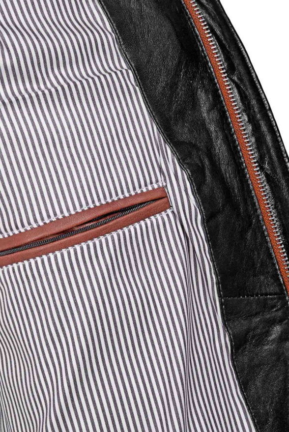detail Kožená pánská zimní bunda prošívaná