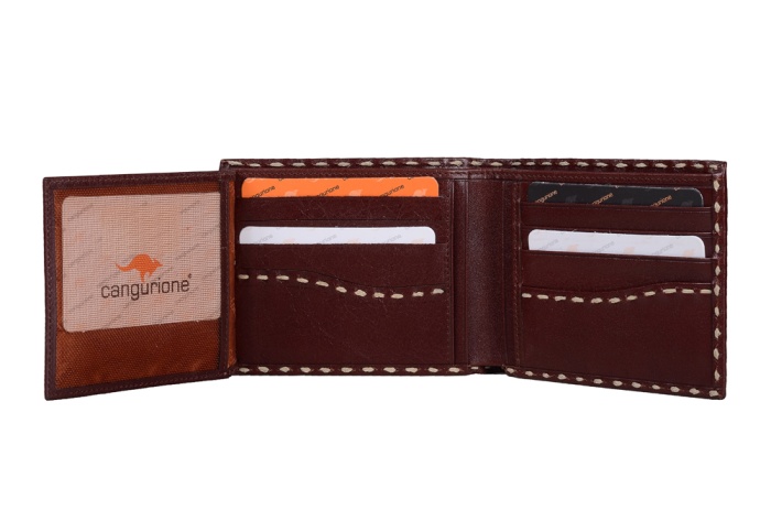 detail kožená peněženka,kontrastní prošití