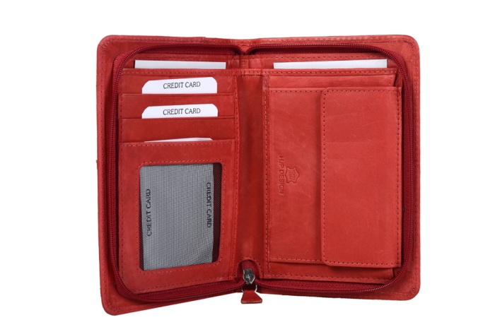 detail kožená peněženka s pouzdrem na mobil