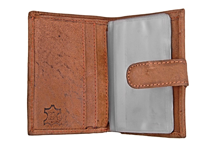 detail kožená peněženka s pouzdrem na karty