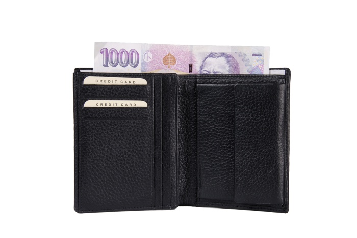 detail kožená pánská peněženka