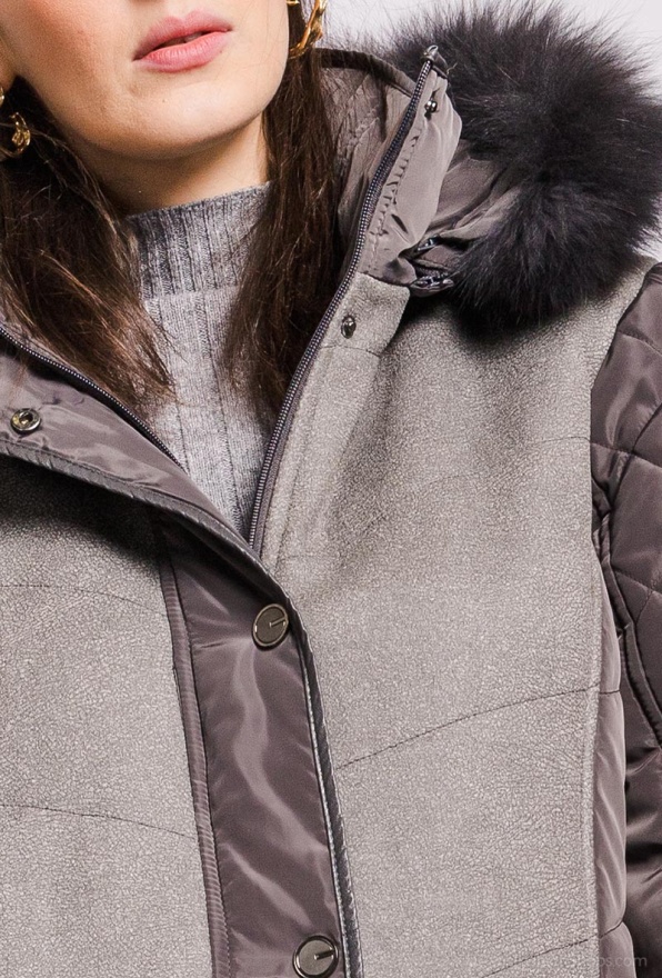 detail Dámský zimní kabátek s odepínací umělou kožešinou