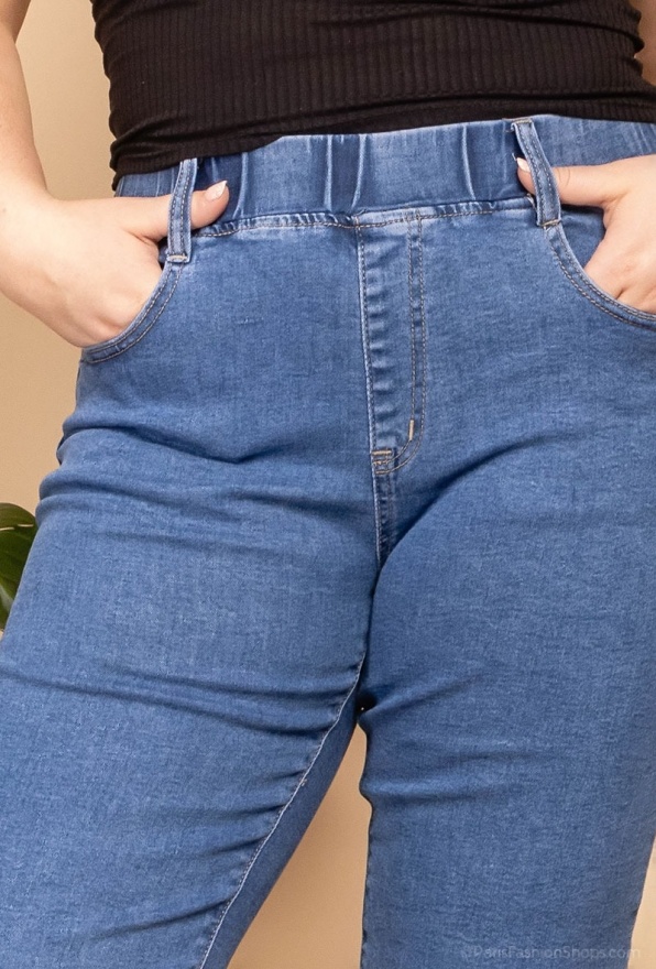 detail jeansové kraťasy do gumy