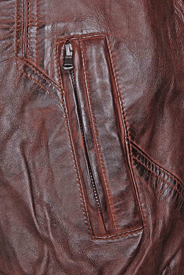 detail Pánská kožená bunda, dole do gumy