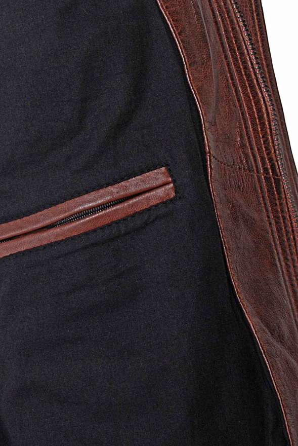detail Pánská kožená bunda, dole do gumy