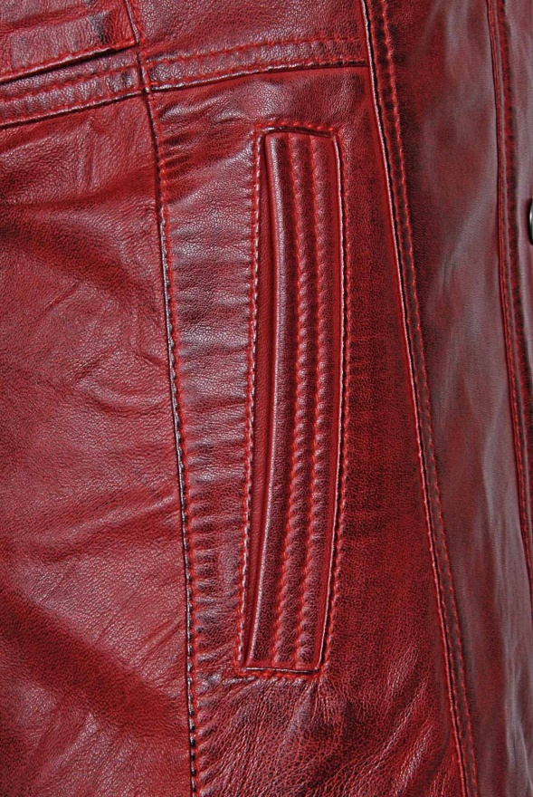 detail Delší dámská kožená bundička, VĚTŠÍ VELIKOST
