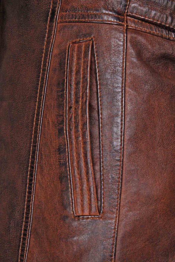 detail Delší dámská kožená bundička, VĚTŠÍ VELIKOST