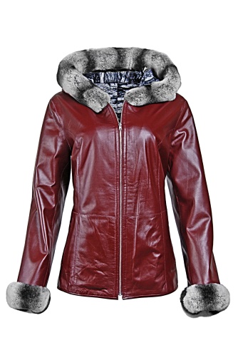 Oboustranná dámská kožená bunda s kapucí