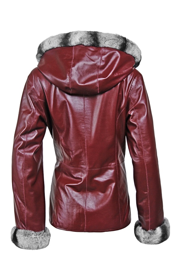 detail Oboustranná dámská kožená bunda s kapucí