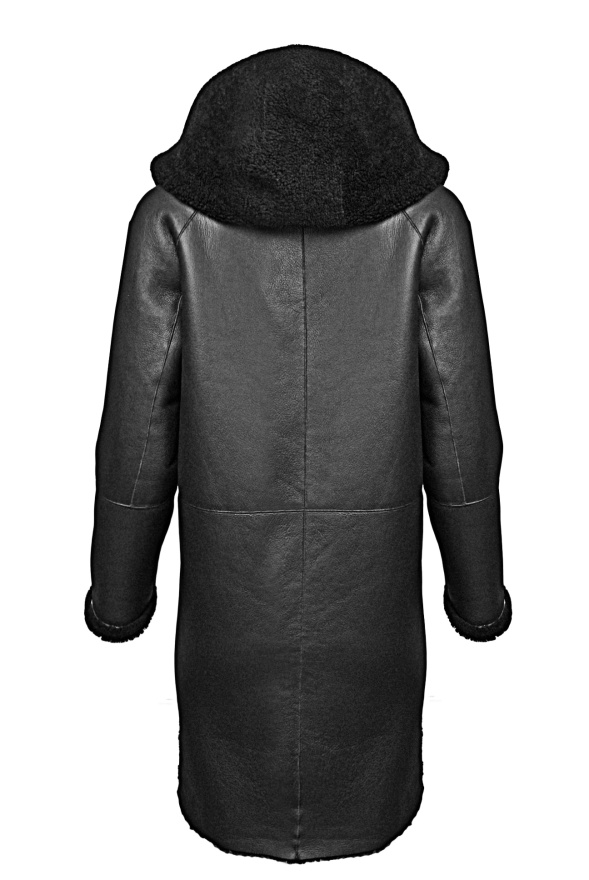 detail Oboustranný dámský kabát, pravá beranní kožešina